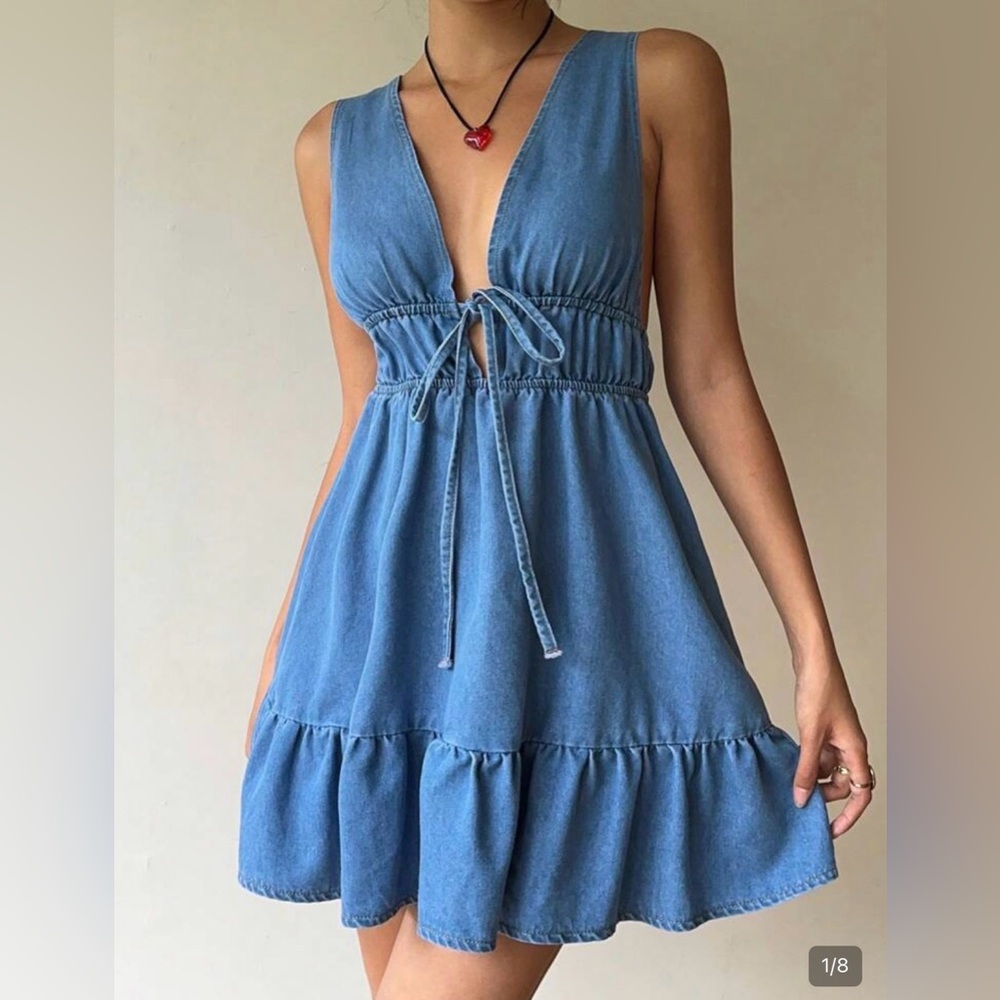 Denim Jean Tie Dress S